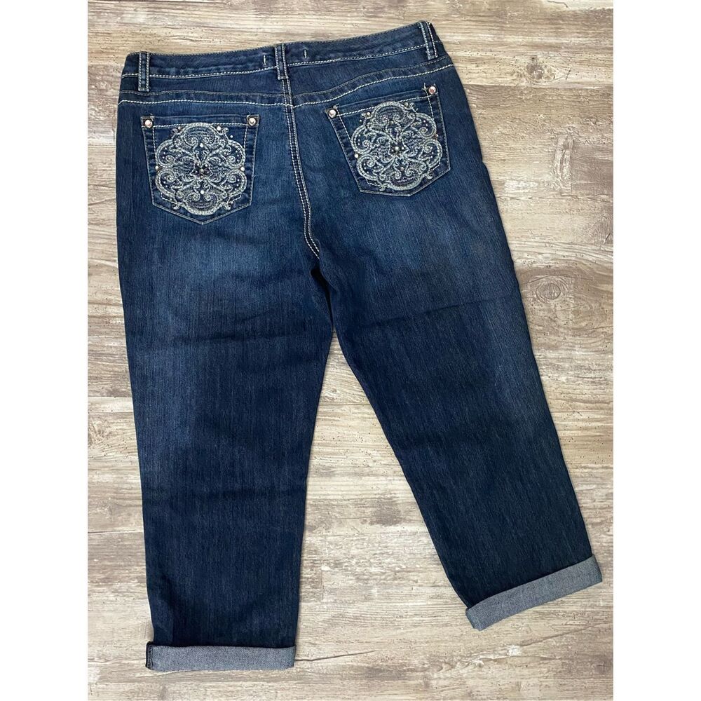 Nine West Vintage America Petite Capri Cropped Jeans Bling Women’s Sz 12P